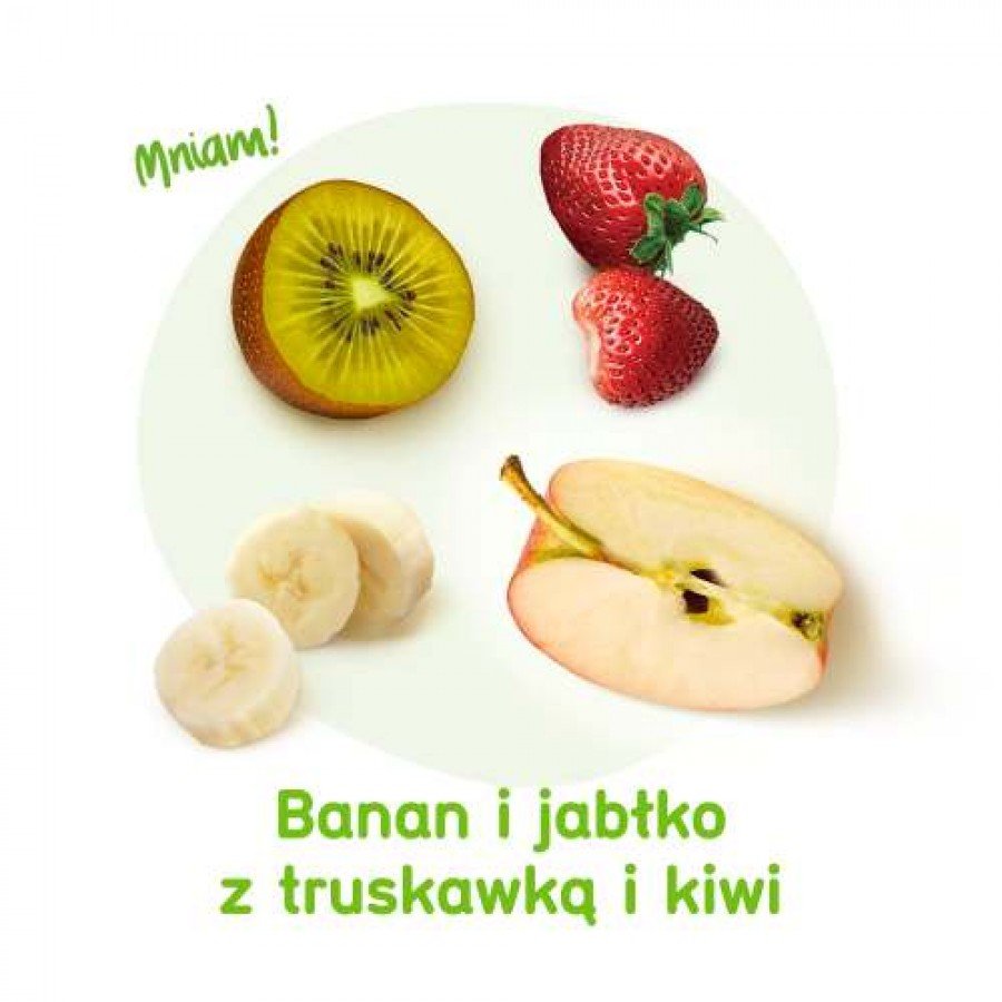 BOBOVITA MUS Banan i jabłko z truskawką i kiwi po 6 m-cu - 80 g - obrazek 2 - Apteka internetowa Melissa