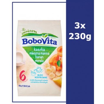 BOBOVITA Kaszka mleczno-pszenna o smaku owocowym po 6 m-cu - 3 x 230 g - obrazek 1 - Apteka internetowa Melissa