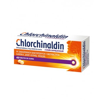 Chlorchinaldin, 2 mg, tabletki do ssania o smaku czarnej porzeczki, 40 sztuk