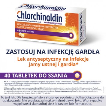 Chlorchinaldin, 2 mg, tabletki do ssania o smaku czarnej porzeczki, 40 sztuk - obrazek 2