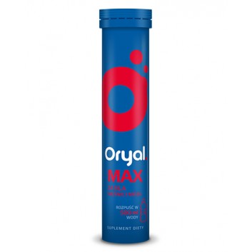 Oryal Max, tabletki musujące, smak malinowy, 15 sztuk