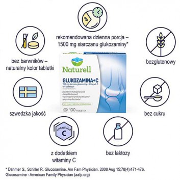 NATURELL Glukozamina + C, na stawy, 100 tabl., cena, opinie, właściwości - obrazek 2