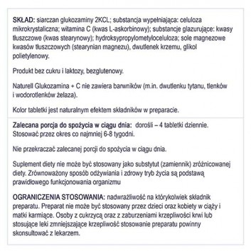 NATURELL Glukozamina + C, na stawy, 100 tabl., cena, opinie, właściwości - obrazek 6