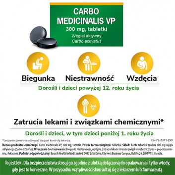 CARBO MEDICINALIS Węgiel leczniczy, 20 tabletek - obrazek 3 - Apteka internetowa Melissa