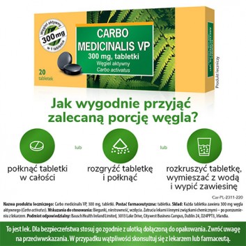 CARBO MEDICINALIS Węgiel leczniczy, 20 tabletek - obrazek 4 - Apteka internetowa Melissa