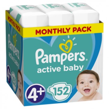Pampers Pieluchy Active Baby rozmiar 4+, 152 sztuki pieluszek - cena, opinie, właściwości - obrazek 2 - Apteka internetowa Melissa