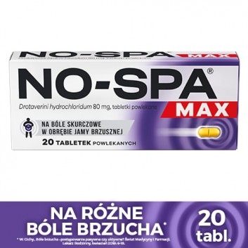 NO-SPA MAX 80 mg, 20 tabletek. Na ból brzucha, skurcze, cena, właściwości, skład - obrazek 2 - Apteka internetowa Melissa