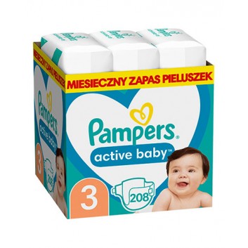 Pampers Pieluchy Active Baby rozmiar 3, 208 sztuk pieluszek - cena, opinie, wskazania - obrazek 1 - Apteka internetowa Melissa
