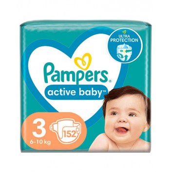 Pampers Pieluchy Active Baby rozmiar 3, 152 sztuki pieluszek - cena, opinie, właściwości - obrazek 1 - Apteka internetowa Melissa