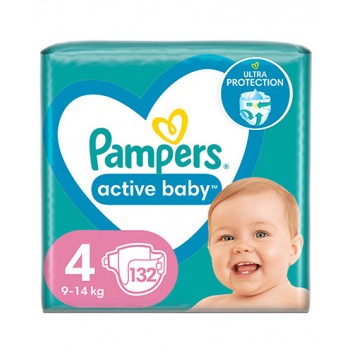 Pampers Pieluchy Active Baby rozmiar 4, 132 sztuki pieluszek - cena, opinie, właściwości - obrazek 1 - Apteka internetowa Melissa