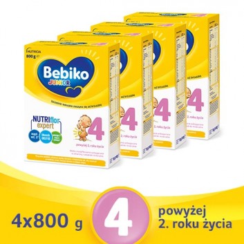 BEBIKO 4 JUNIOR Mleko modyfikowane następne dla niemowląt, 4 x 800 g, cena, opinie, wskazania  - obrazek 1 - Apteka internetowa Melissa
