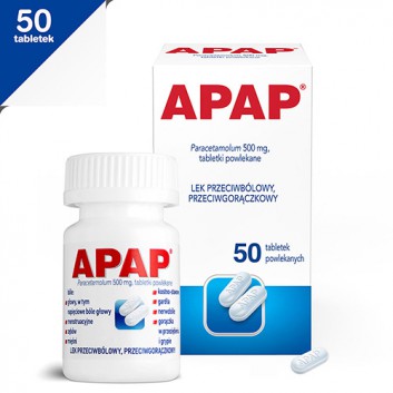 APAP, Paracetamol 500 mg, 50 tabl. Na ból różnego pochodzenia, cena, opinie, wskazania - obrazek 1 - Apteka internetowa Melissa