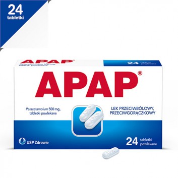 APAP, Paracetamol 500 mg, 24 tabl. Na gorączkę, cena, opinie, ulotka - obrazek 1 - Apteka internetowa Melissa