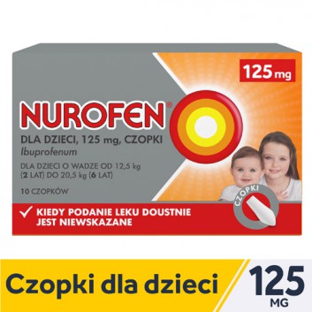 Nurofen dla dzieci ibuprofen 125 mg czopki, 10 sztuk - obrazek 1 - Apteka internetowa Melissa