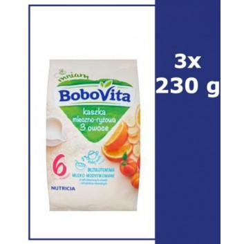 BOBOVITA Kaszka mleczno-ryżowa o smaku owocym po 9 m-cu - 3 x 230 g