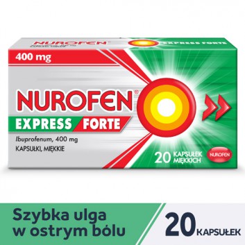 Nurofen Express Forte ibuprofen 400 mg na ból i gorączkę kapsułki, 20 sztuk - obrazek 1 - Apteka internetowa Melissa