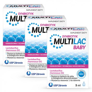 MULTILAC BABY Synbiotyk kropl, 3 x 5 ml, probiotyk dla dzieci w kroplach - obrazek 1 - Apteka internetowa Melissa