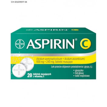 ASPIRIN C, 20 tabletek musujących - obrazek 1 - Apteka internetowa Melissa
