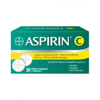 Aspirin C, 400 mg + 240 mg, tabletki musujące, 20 sztuk