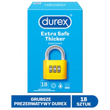 DUREX EXTRA SAFE Prezerwatywy grubsze z dodatkową ilością środka nawilżającego, 18 szt. - cena, opinie, właściwości - obrazek 1 - Apteka internetowa Melissa