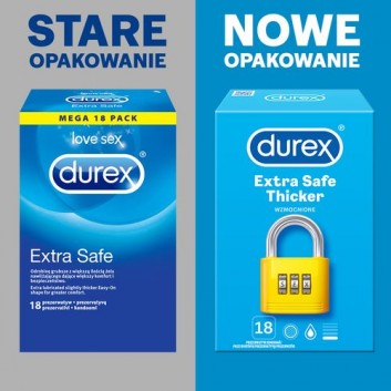 DUREX EXTRA SAFE Prezerwatywy grubsze z dodatkową ilością środka nawilżającego, 18 szt. - cena, opinie, właściwości - obrazek 4 - Apteka internetowa Melissa