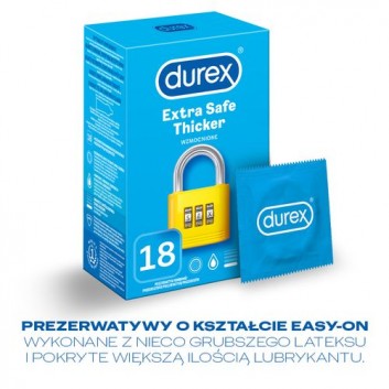DUREX EXTRA SAFE Prezerwatywy grubsze z dodatkową ilością środka nawilżającego, 18 szt. - cena, opinie, właściwości - obrazek 3 - Apteka internetowa Melissa