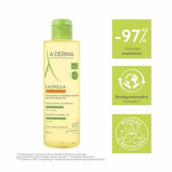 A-Derma Exomega Control Olejek emolient pod prysznic, 500 ml - obrazek 2 - Apteka internetowa Melissa