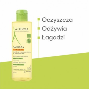 A-Derma Exomega Control, olejek emolient pod prysznic, 500 ml - obrazek 3
