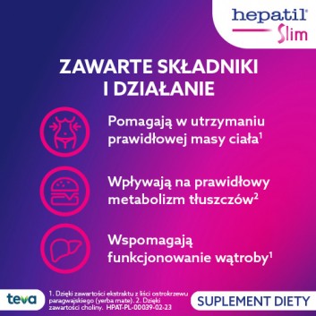 HEPATIL SLIM, Wsparcie dla wątroby i utrzymania prawidłowej masy ciała, 60 tabletek - obrazek 4 - Apteka internetowa Melissa