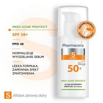 PHARMACERIS S MEDI ACNE PROTECT Krem ochronny na słońce dla skóry trądzikowej SPF50+ - 50 ml - obrazek 4 - Apteka internetowa Melissa