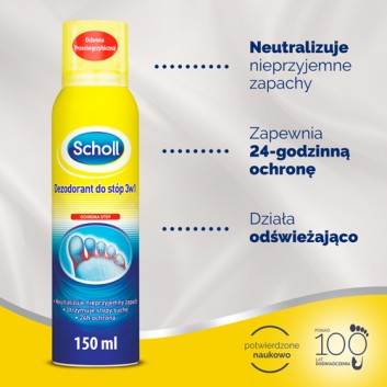 SCHOLL Dezodorant do stóp 3w1, ochrona przeciwgrzybicza, 150 ml - obrazek 2