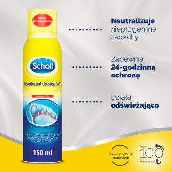 SCHOLL Dezodorant do stóp 3w1, ochrona przeciwgrzybicza, 150 ml - obrazek 2 - Apteka internetowa Melissa