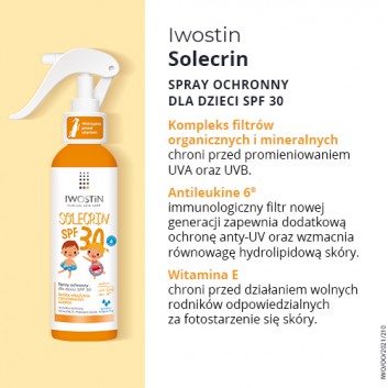 IWOSTIN SOLECRIN Spray ochronny dla dzieci SPF30 - 150 ml - obrazek 4 - Apteka internetowa Melissa