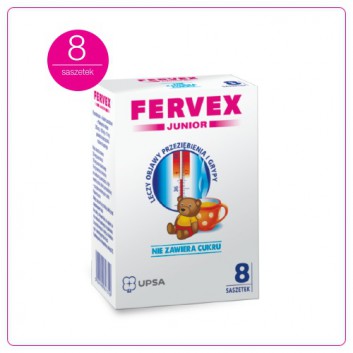 FERVEX JUNIOR - 8 sasz. - cena, opinie, skład - obrazek 1 - Apteka internetowa Melissa