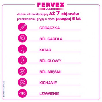 FERVEX JUNIOR - 8 sasz. - cena, opinie, skład - obrazek 2 - Apteka internetowa Melissa