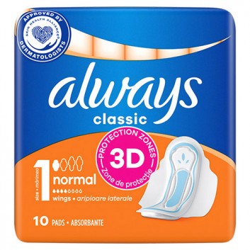 ALWAYS CLASSIC Podpaski ze skrzydełkami Normal, 10 sztuk - obrazek 6 - Apteka internetowa Melissa