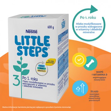 Nestle LITTLE STEPS 3 Mleko modyfikowane dla dzieci po 1 roku - 600 g - uzupełnienie diety - cena, dawkowanie, opinie - obrazek 3 - Apteka internetowa Melissa