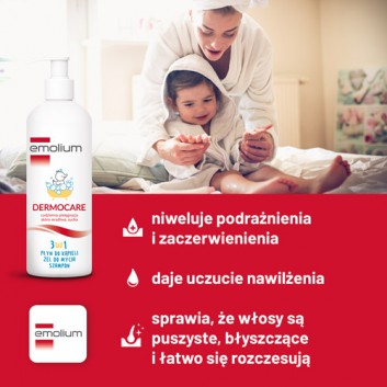 Emolium DERMOCARE 3w1 płyn do kąpieli, żel do mycia, szampon, 400 ml - obrazek 3