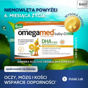 OMEGAMED Baby DHA z alg + Wit D Dla niemowląt i dzieci 6m+, rozwój dziecka, 30 kapsułek - obrazek 2