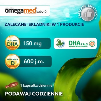 OMEGAMED Baby DHA z alg + Wit D Dla niemowląt i dzieci 6m+, rozwój dziecka, 30 kapsułek - obrazek 3