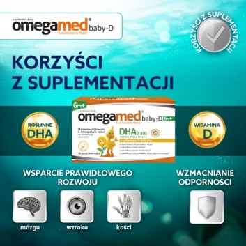 OMEGAMED Baby DHA z alg + Wit D Dla niemowląt i dzieci 6m+, rozwój dziecka, 30 kapsułek - obrazek 4