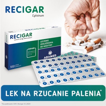 Recigar 1,5 mg, leczenie uzależnienia od nikotyny, tabletki, 100 sztuk - obrazek 2