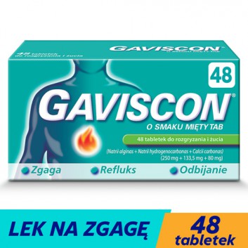 GAVISCON tabletki do rozgryzania i żucia, na zgagę i niestrawność, 48 tabletek - obrazek 1 - Apteka internetowa Melissa