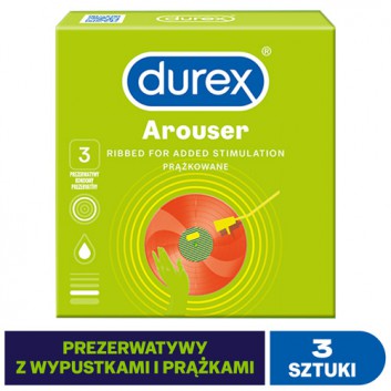 DUREX AROUSER Prezerwatywy nawilżane i prążkowane, 3 sztuki
