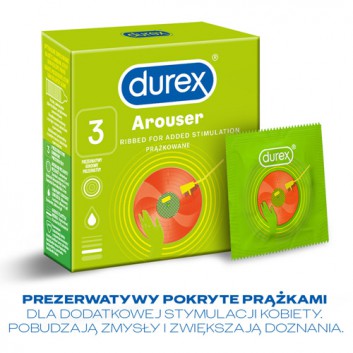 DUREX AROUSER Prezerwatywy nawilżane i prążkowane, 3 sztuki - obrazek 2