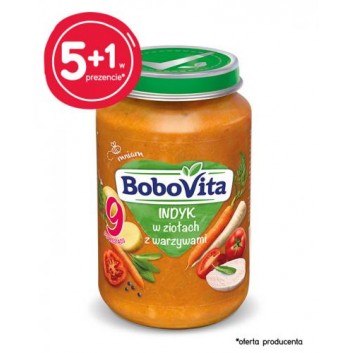 BOBOVITA Indyk w ziołach z warzywami po 9 m-cu - 6 x 190 g - cena, opinie
