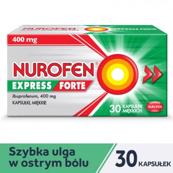 NUROFEN EXPRESS FORTE, 30 kaps. preparat przeciwbólowy i przeciwzapalny, cena, opinie, wskazania  - obrazek 1 - Apteka internetowa Melissa