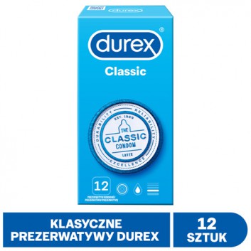Durex Classic, prezerwatywy klasyczne gładkie, 12 sztuk