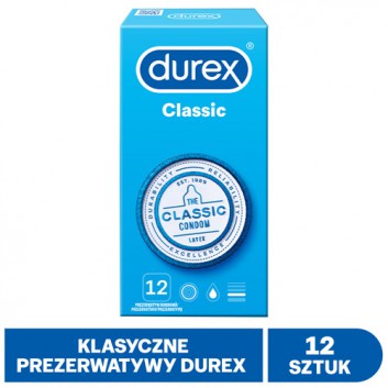 Durex Classic, prezerwatywy klasyczne gładkie, 12 sztuk - obrazek 1 - Apteka internetowa Melissa