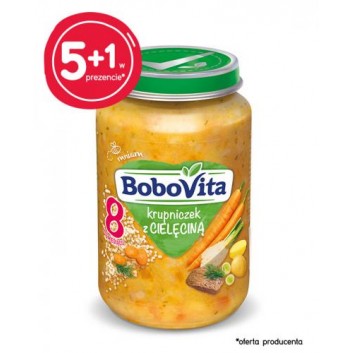 BOBOVITA Krupniczek z cielęciną po 8 m-cu - 6 x 190 g - cena, opinie, właściwości - obrazek 1 - Apteka internetowa Melissa